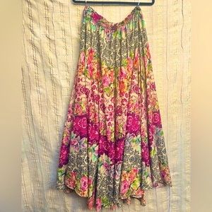 Boho Floral Maxi Skirt - Size L